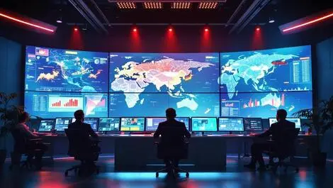 Modern cybersecurity control room southeast asia singapore ai threat monitoring
