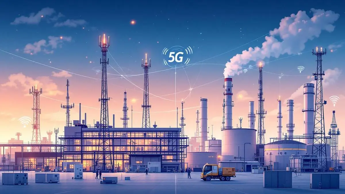Modern european factory 5g wireless signals industrial machines private infrastructure