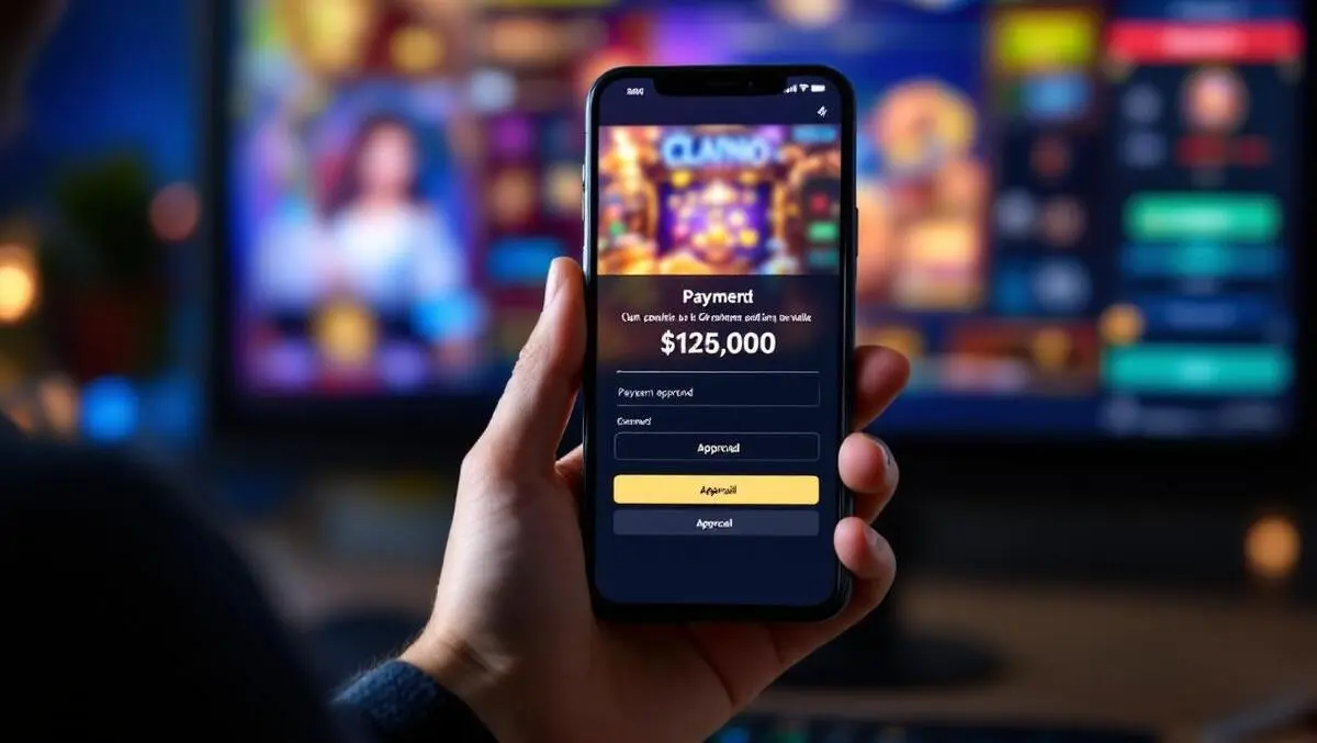 Smartphone digital payment approval hand computer online gambling germany