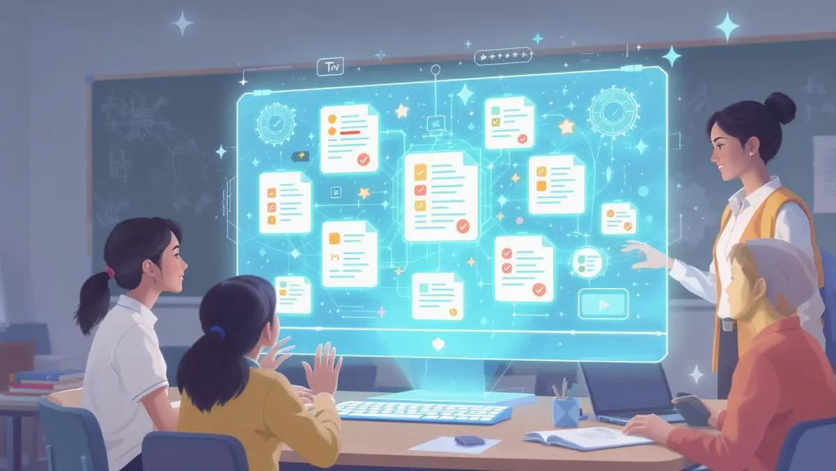 Students teachers collaborating around computer ai education feedback