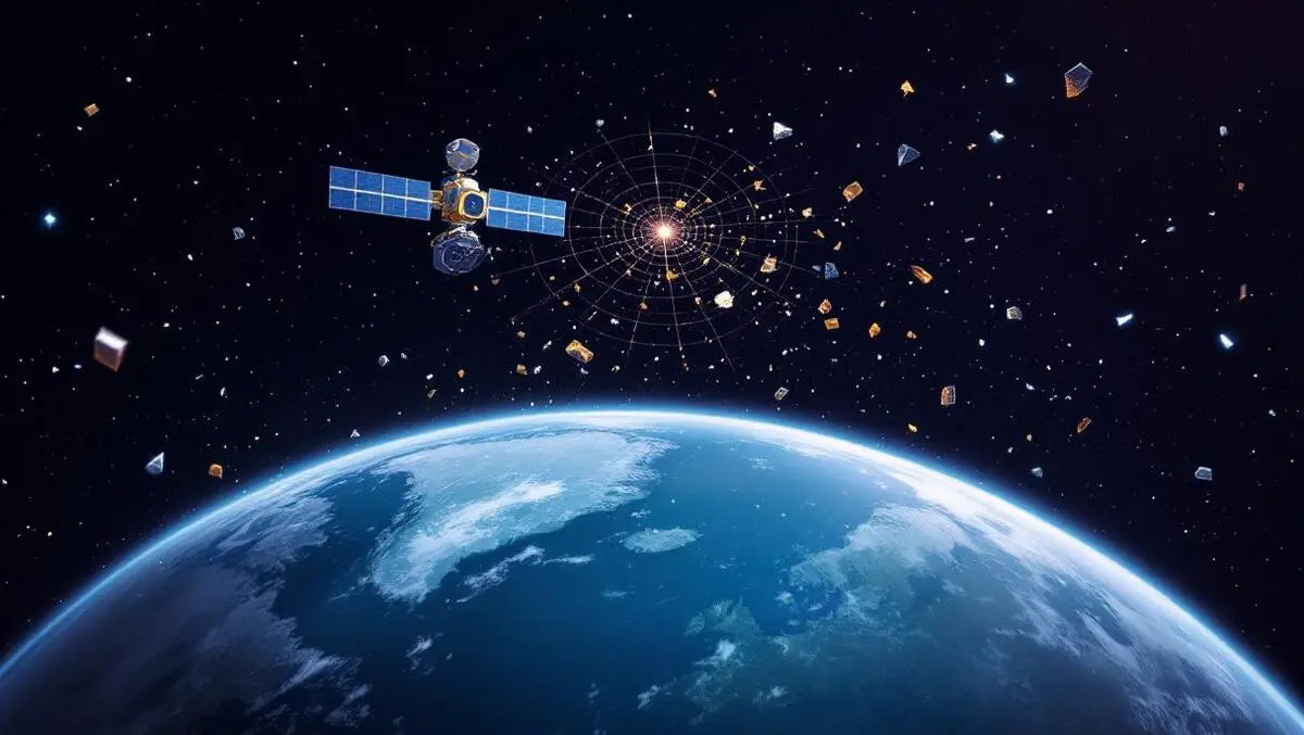 Radar satellite orbiting earth scanning space debris uk visible
