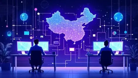 Uk us office workers computers ai patterns data flows china map