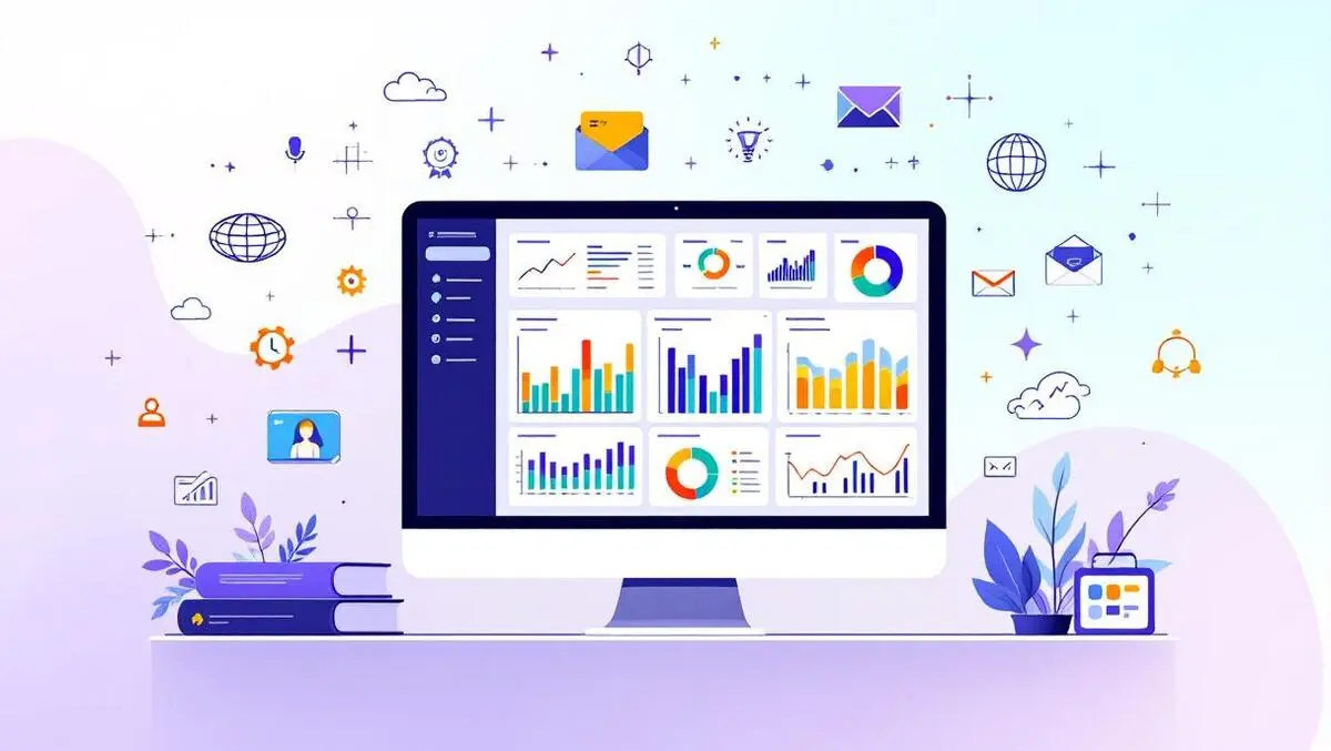 Modern digital dashboard colorful charts business intelligence data analytics