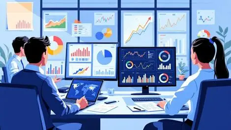 Australian office accountants analyzing financial ai generated charts