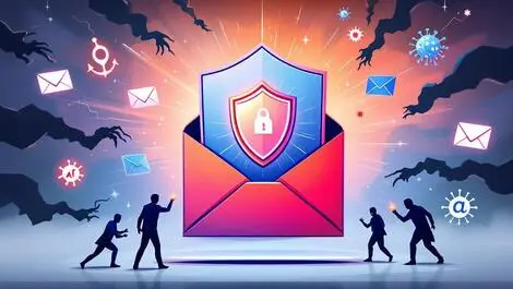 Shield protecting email envelope from digital threats ai security