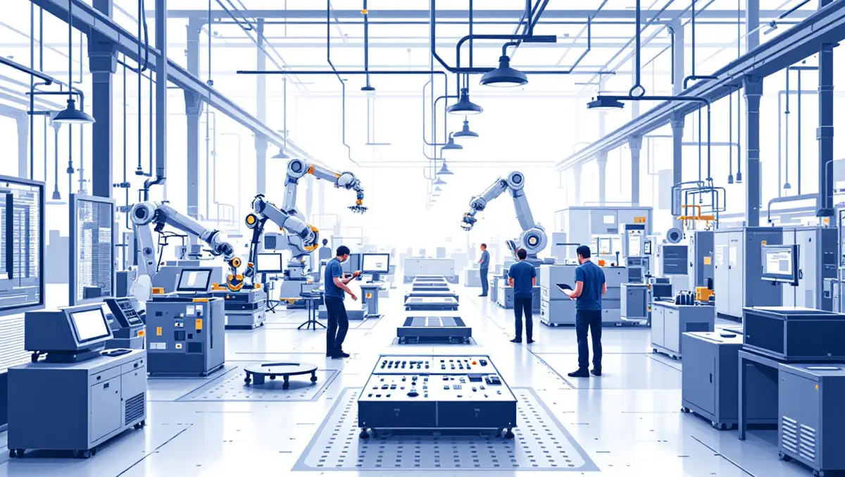 Modern uk manufacturing plant floor robotic arms workers automation integration