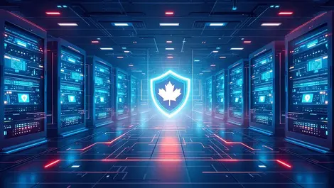 Secure data center ai cybersecurity innovation canada maple leaf emblem