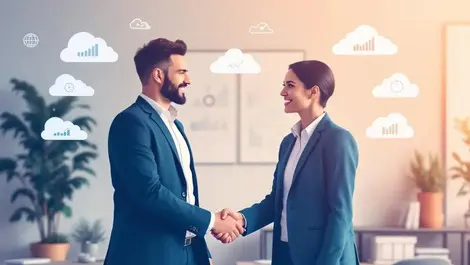 Businesspeople shaking hands cloud finance solutions uk sme partnership