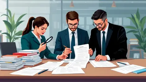 Australian business professionals examining payroll documents compliance checklists