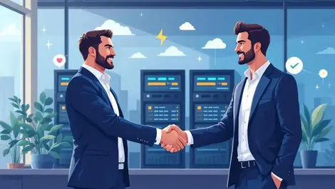 Business professionals handshake office it sector cloud servers australia