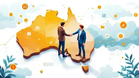 Businesspeople shaking hands map australia asia pacific digital fintech graphs