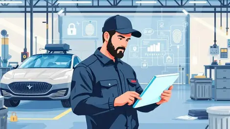 Australian auto workshop electric car digital identity mechanic tablet