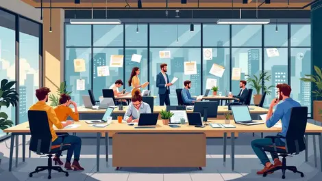 Australian office workers productive vs unproductive modern open plan workspace