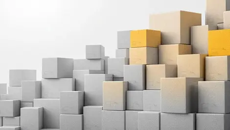 Illustration duplicated product listings stacked boxes highlighted faded australian retailers