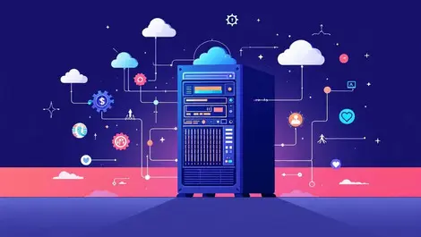 Mainframe computer cloud automation ai finance telecom healthcare symbols