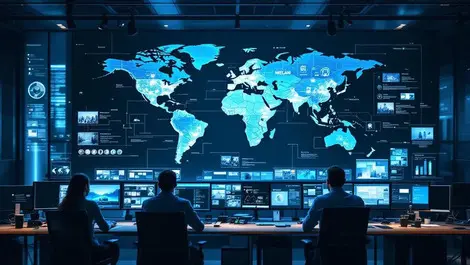 Global corporate soc world map ai physical security operations