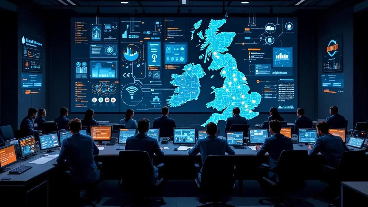 Uk cybersecurity situation room with critical infrastructure map
