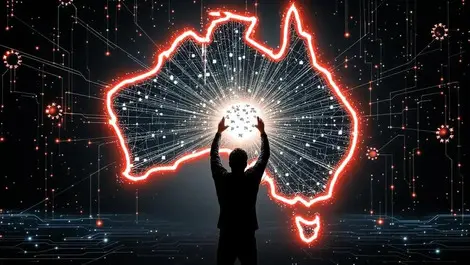 Australian silhouette shielding from surveilling big tech data