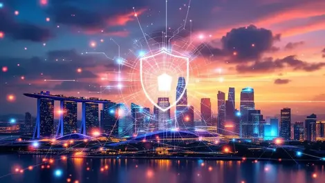Singapore skyline dusk cloud datacenters ai security network