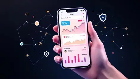3d smartphone crypto trading dashboard ai security neural bg