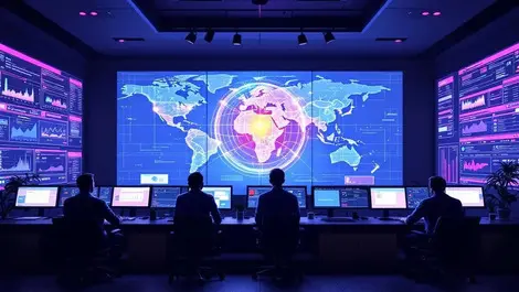 Soc san francisco night ai cyber map wall minimalist scene