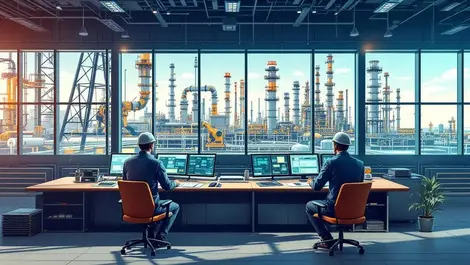 Canada modern oil gas control room ai autonomy robotic ops illustration